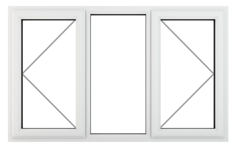 Crystal uPVC Window White A Rated Left and Right Hand Side Hung Fixed Center 1770mm x 965mm Clear Glazing
