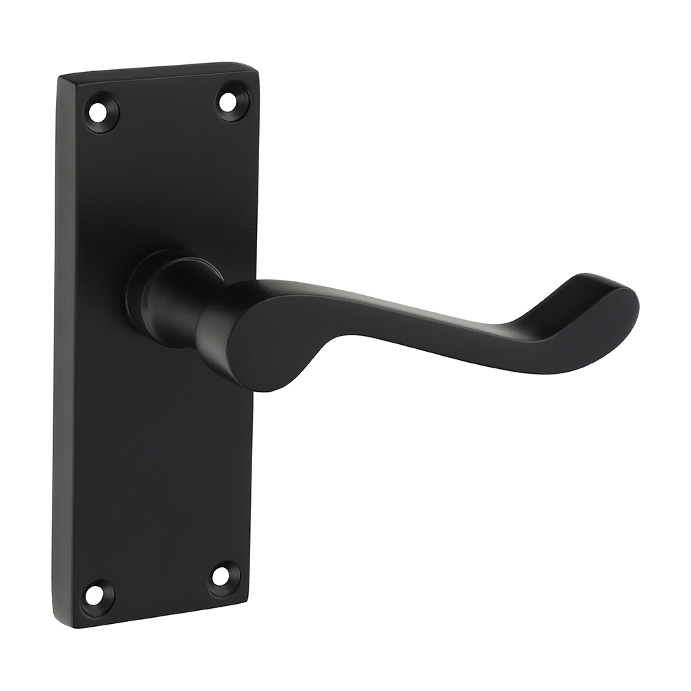Timco Victorian Scroll Latch Handles 114mm x 42mm - Matt Black