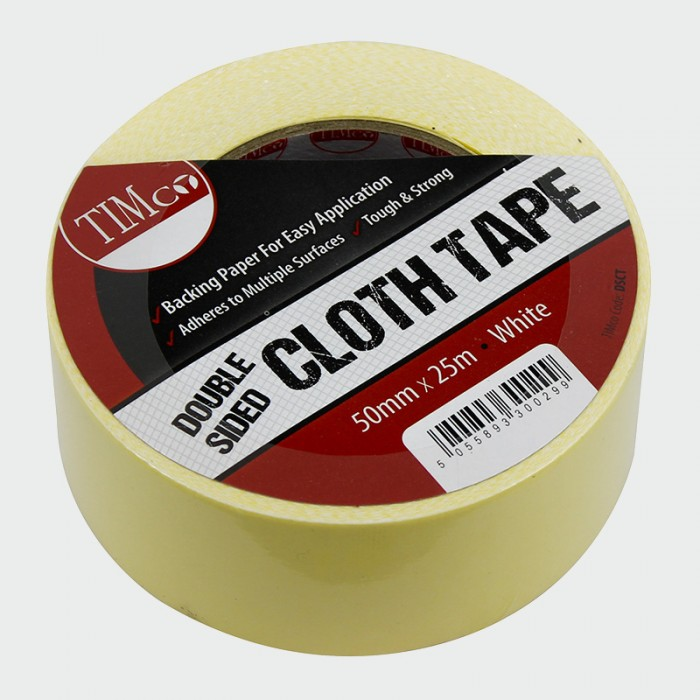 Double Sided Cloth Tape: White 50mm x 25m