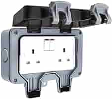 Selectric Seal IP66 Rated 13A Outdoor Weather Rated Switched Socket - 2 Gang Switched