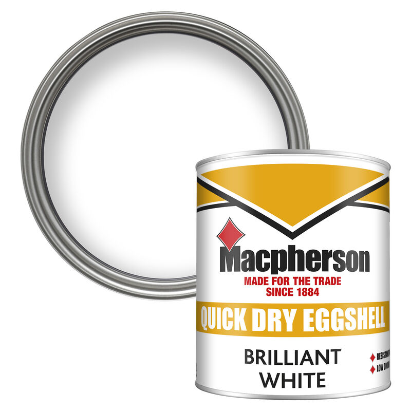 Macpherson Paint Quick Dry Eggshell (Water based) - Brilliant White - 1L