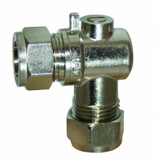 15mm Angled Chrome Compression Isolating Valve