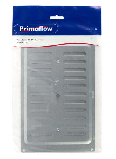 Pre-Packed Vent hit/miss 9''x 6'' - aluminium