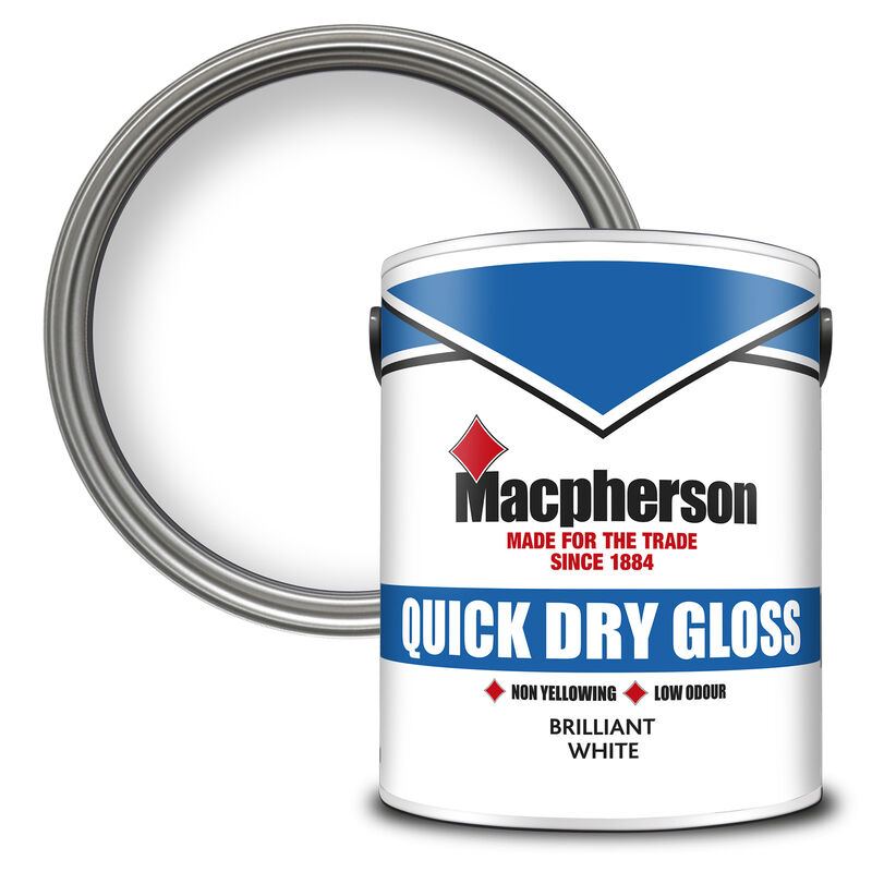 Macpherson Paint Quick Dry Gloss (Water based) - Brilliant White - 5L