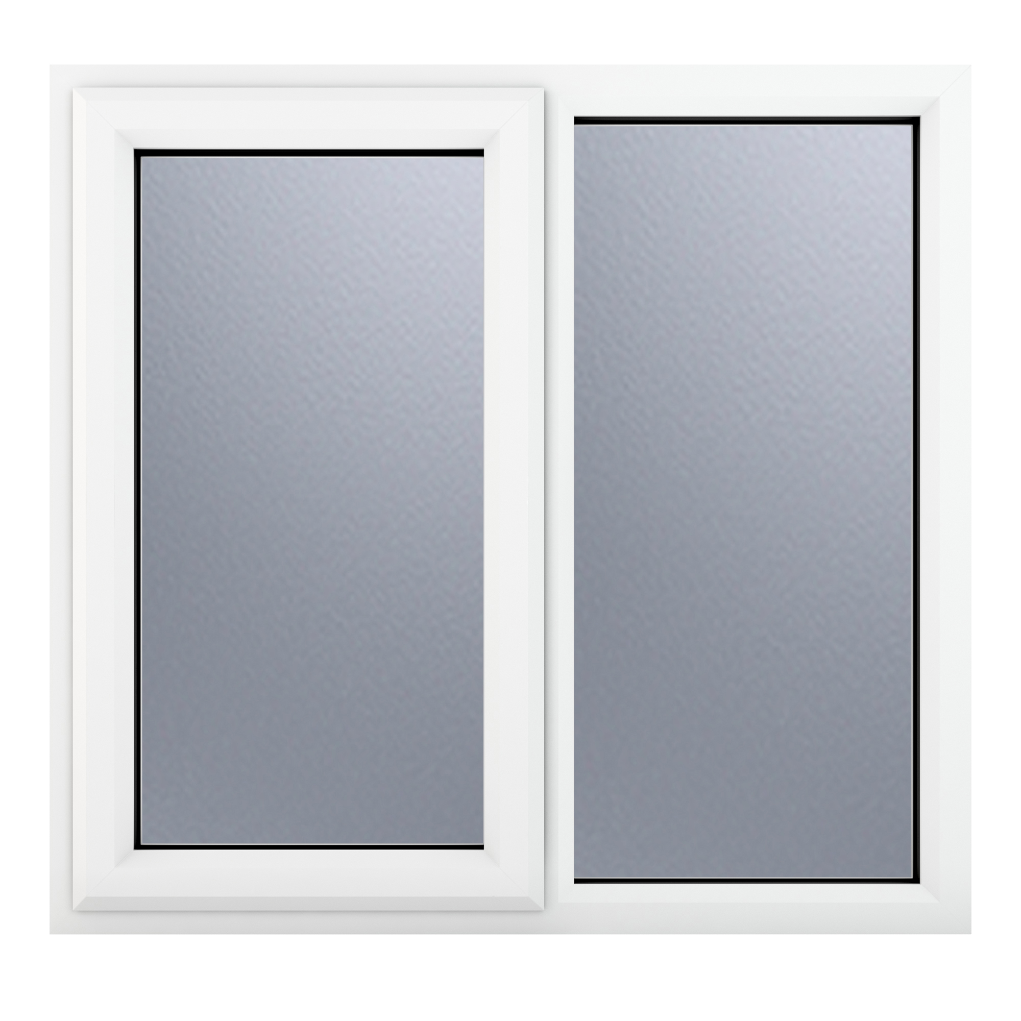 Crystal uPVC Window White A Rated Right Hand Side Hung Next to a Fixed Light 1190mm x 1190mm Obscure Glazing