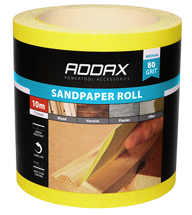 TIMCO Sandpaper Roll 80 Grit Yellow - 115mm x 10m