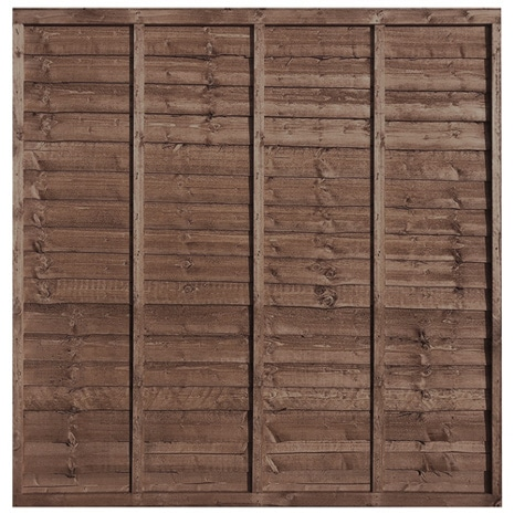 6' x 6' (1830mm x 1800mm) Waney Edge Overlap 5 Bar Fence Panel