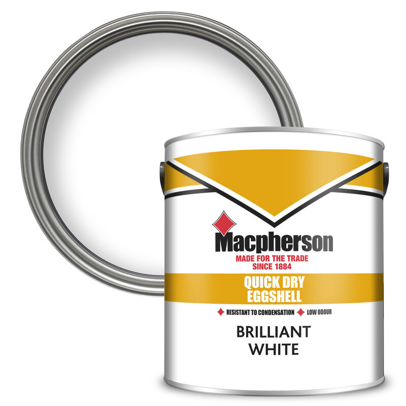 Macpherson Paint Quick Dry Eggshell (Water based) - Brilliant White - 2.5L