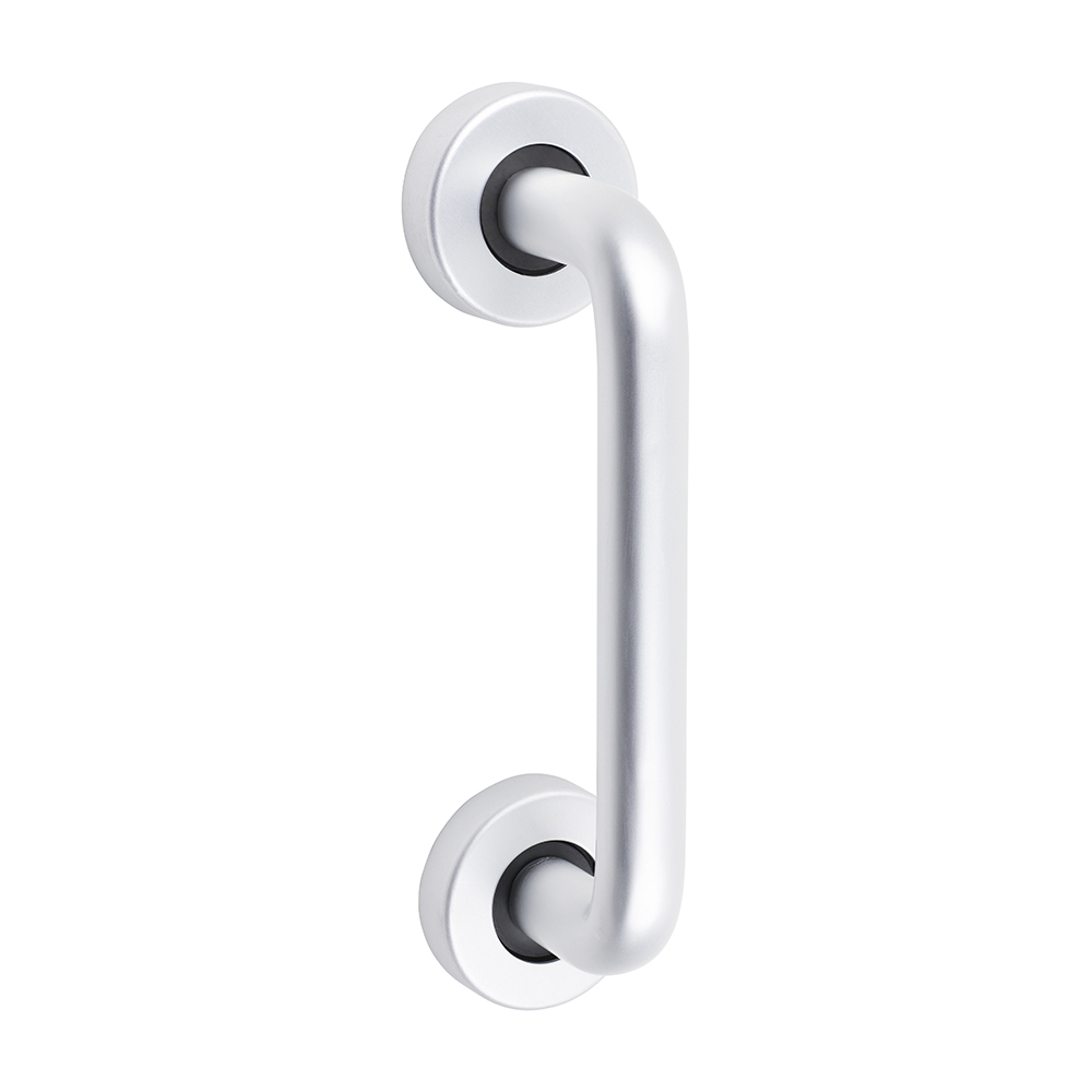 Timco 152 x 19mm D Shaped Pull Handle On Rose - Satin Anodised Aluminium