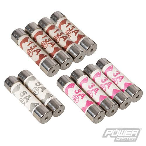 PowerMaster Mixed Fuses (4x 13A, 4x 3A, 2x 5A)  (BS 1362, ASTA) - Pack of 10