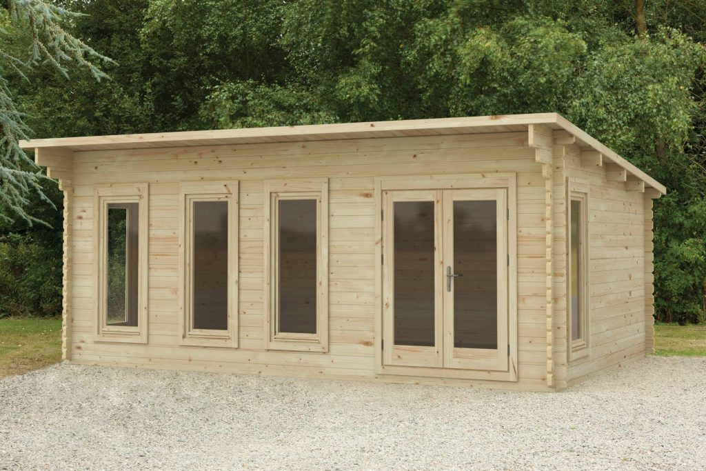 Forest Garden DTS Wolverley 6.0m x 4.0m Log Cabin - Pent Roof, Double Glazed 34kg Polyester Felt, plus Underlay 