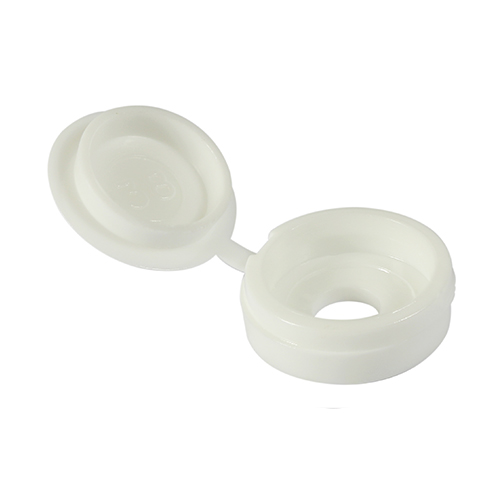Timco Small Hinged Cover Cap (3-4mm Screw) - White (Pack of 50)