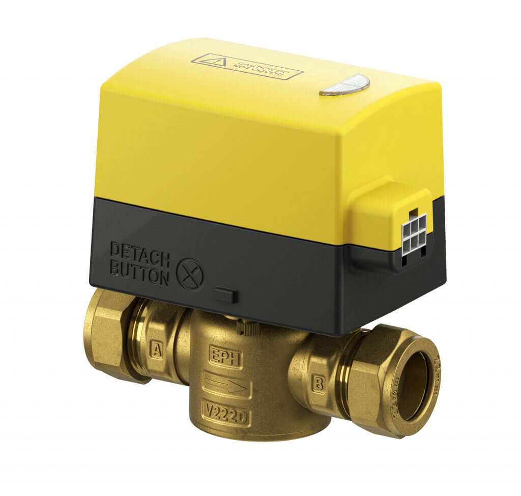 EPH 2 port 22mm Detachable Compression Motorised Valve WHITE HEAD (Normally Closed, 230Vac) V222P 