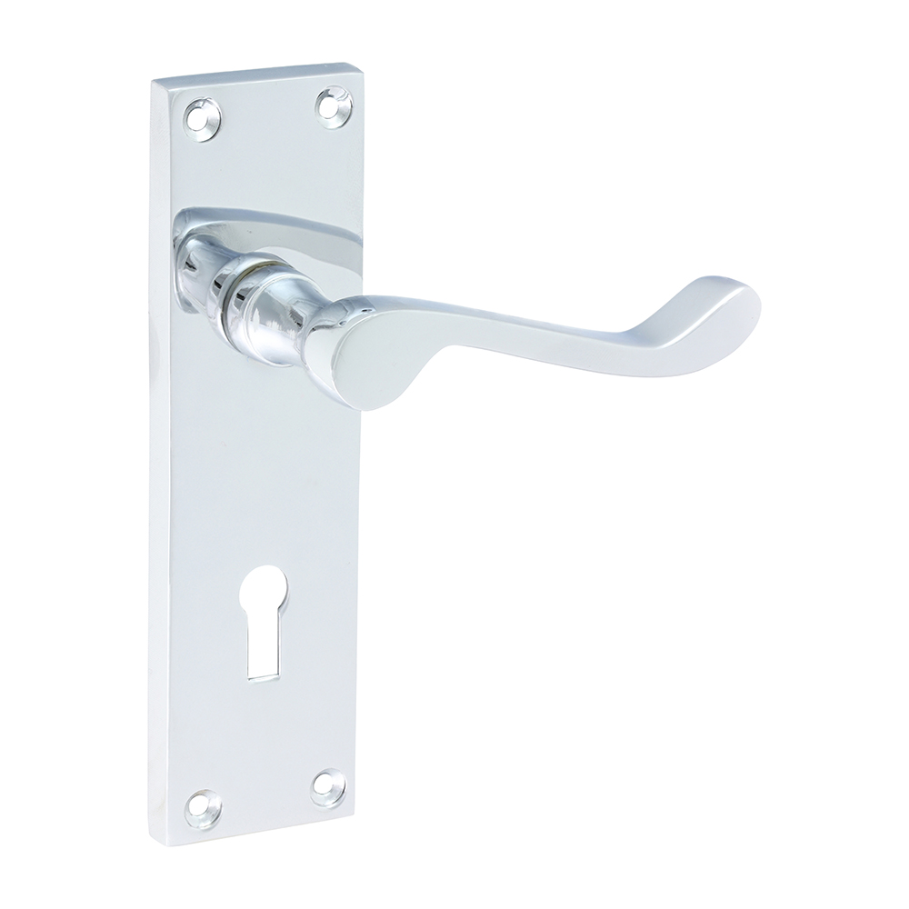Timco Victorian Scroll Lock Handles 152mm x 42mm - Polished Chrome