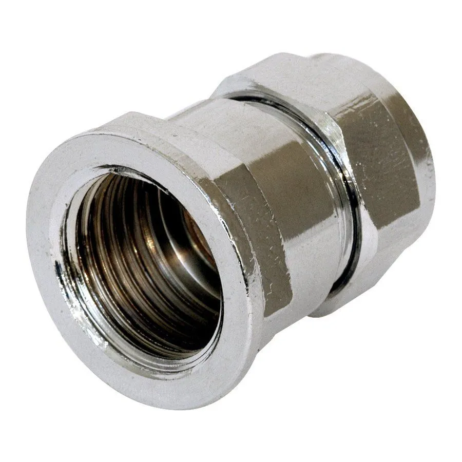 15mm Chrome Compression Female Iron Coupling 15mm x 1/2"