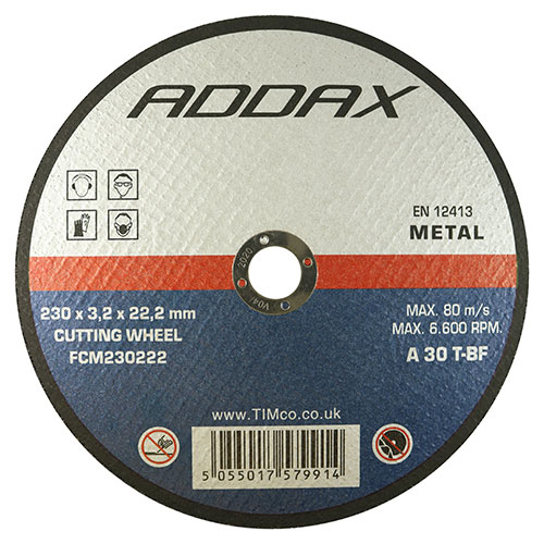 Addax Metal Cutting Flat Abrasive Disc: 230 x 3.2 x 22.2mm