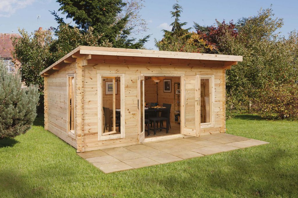 Forest Garden DTS Mendip 5.0m x 4.0m Log Cabin - Pent Roof, Double Glazed, 24kg Polyester Felt, plus Underlay 