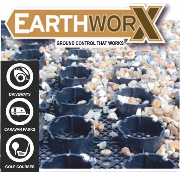 Earthworx 25x500x500mm (0.25m2) Gravelring Groundgrid Aggregate Grid Panel (w/ Mesh Back)