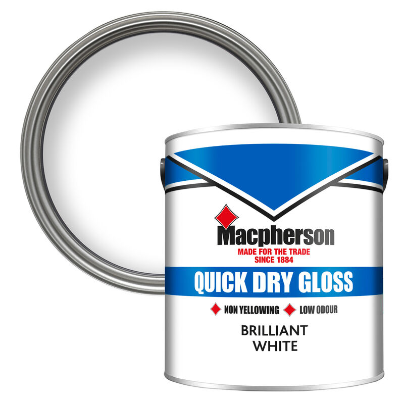 Macpherson Paint Quick Dry Gloss (Water based) - Brilliant White - 2.5L