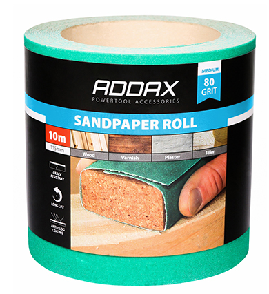 TIMCO Sandpaper Roll 80 Grit Green - 115mm x 10m