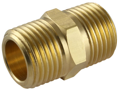 1 1/4" (1.25")  Threaded Brass Hexagon Nipple