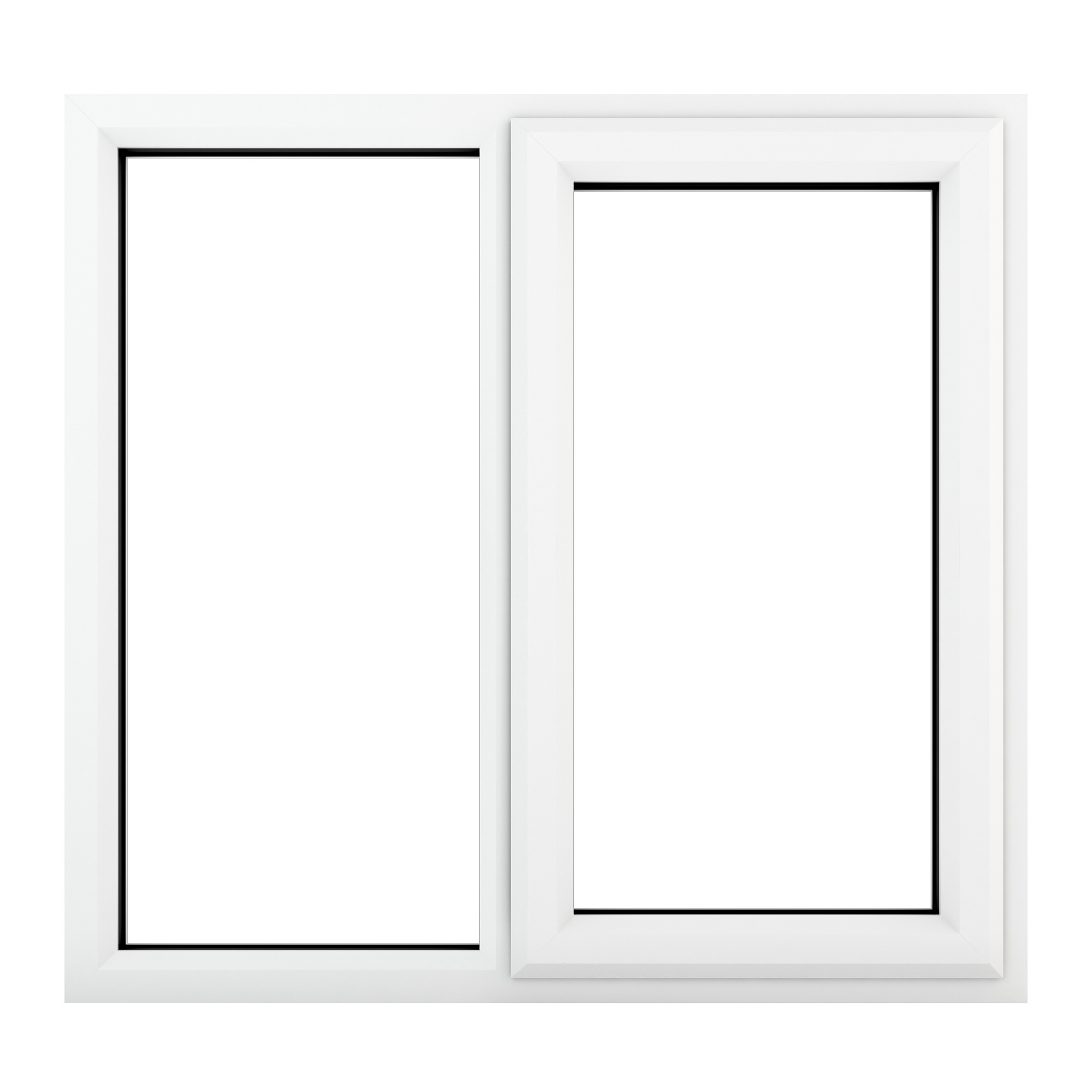 Crystal uPVC Window White A Rated Right Hand Side Hung Next to a Fixed Light 1190mm x 1115mm Clear Glazing