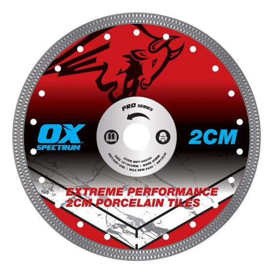 OX Pro 2cm Porcelain Cutting Diamond Blade - 115mm (22.23mm Bore)