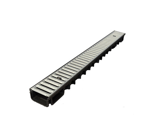 Slim Aco BG-Graspointer Recycled Polypropylene Channel C/W GALVANISED Slotted Grate (56mm Low Profile, 1m Long)