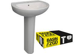 Basin 2 Go 1TH Basin & Full Pedestal W573xH812xD460mm