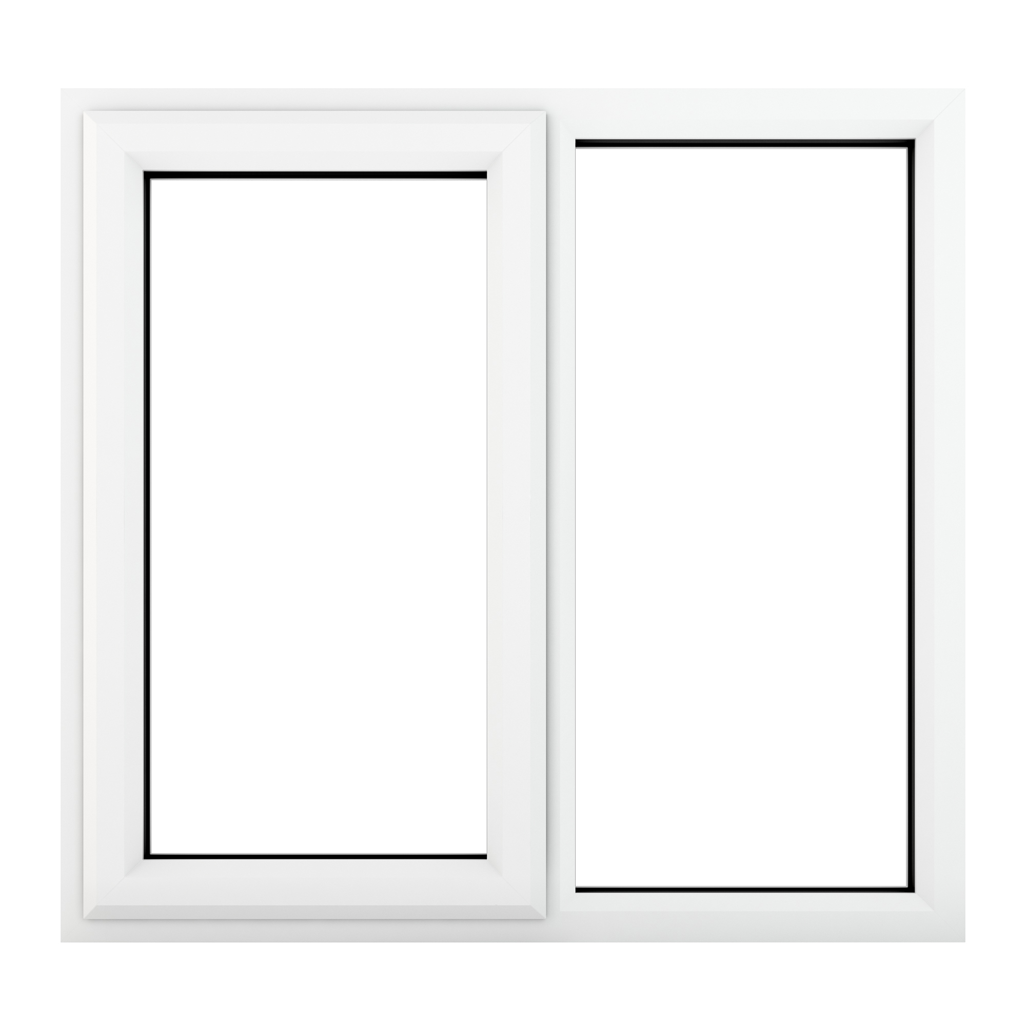 Crystal uPVC Window White A Rated Left Hand Side Hung Next to a Fixed Light 1190mm x 1190mm Clear Glazing