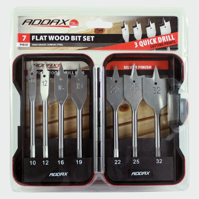 TIMco Addax 7 Piece Flat Wood Drill Spade Set