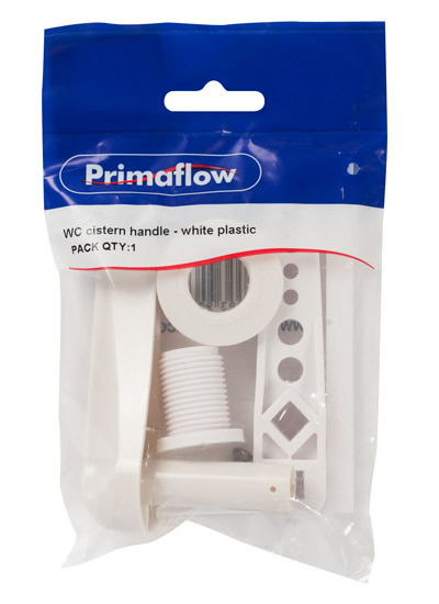 Pre-Packed WC Cistern Handle (Lever) - White Plastic