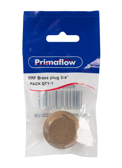 Pre-Packed BRF Brass Plug 3/4" (Pack of 1)