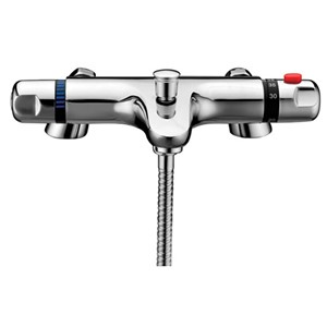 Thermostatic Bath Shower Mixer with Pillars and Kit (3/4 Thread) - Chrome - AQS505N VM40BZ