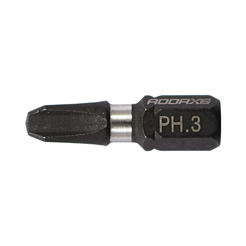 Addax X6 No3 Toughened Impact Phillips PH3 Driver Bits - 25mm - Pack of 10