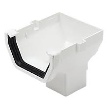 117mm Square Line Stop End Outlet - White