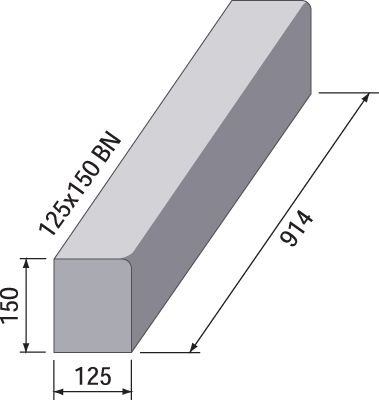 BS BN3 Bullnose Dropped/Crossing Kerb - 125 x 150 x 914mm