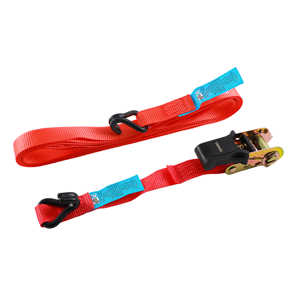 Timco J Hook Ratchet Strap - 5m x 25mm (Pack of 2)