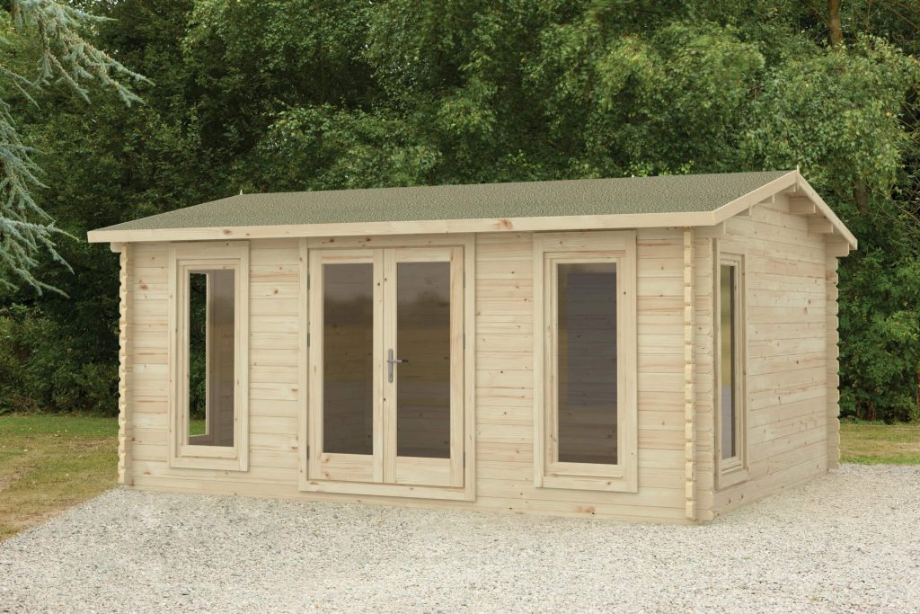 Forest Garden DTS Rushock 5.0m x 4.0m Log Cabin - Apex Roof, Double Glazed 24kg Polyester Felt, no Underlay 