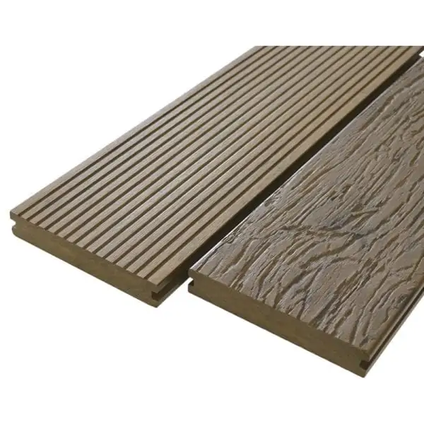 BuildDeck HERITAGE Solid Dual-Sided Composite Decking (Rustic Woodgrain/Low-Slip Castle) - Oak - 150 x 25 x 2400mm (2.4m)