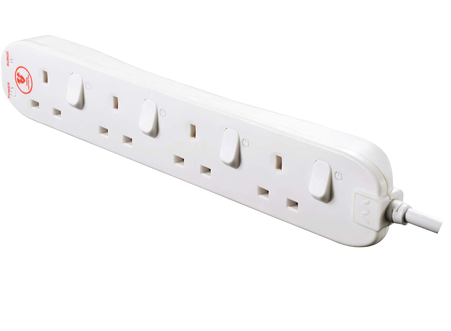 Surge Protected 4 Gang 13A Extension Lead - 2m