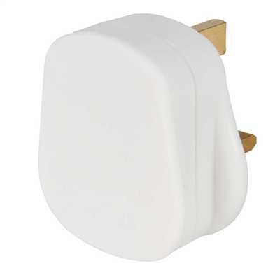 13A Fused White Plastic Plug
