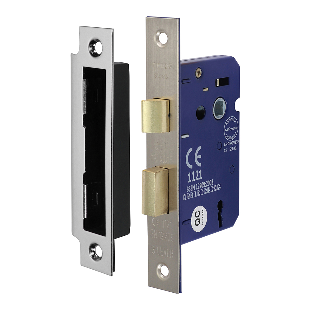 Timco 3 Lever Sashlock (66mm case / 45mm backset) - Satin Nickel