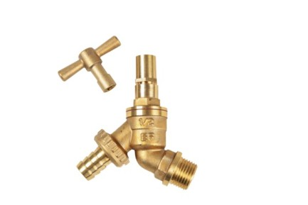 1/2" Brass Hose Union Bibcock Tap (w/ Removable Key / Lockshield)
