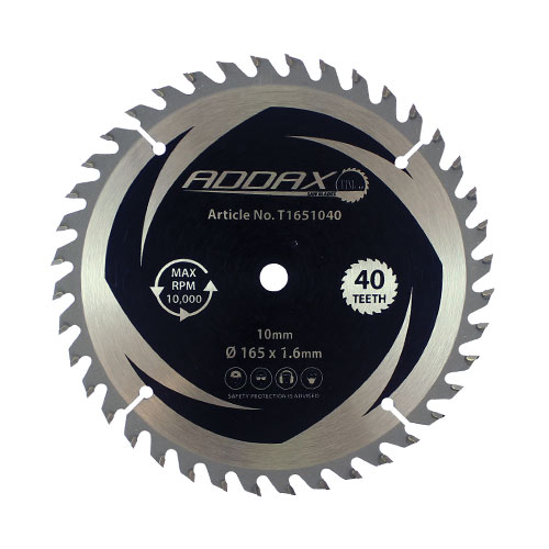 Addax TCT 165mm Circular Saw Blade (10mm Bore) - 40 Teeth (Medium/Fine)