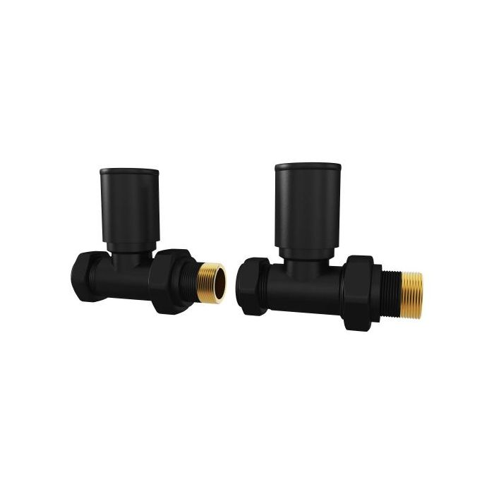 Towel Rail Valves - 15mm Straight (Pair) - BLACK