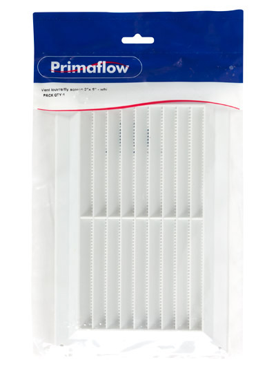 Pre-Packed Vent louvre/fly screen 9" x 6" - white