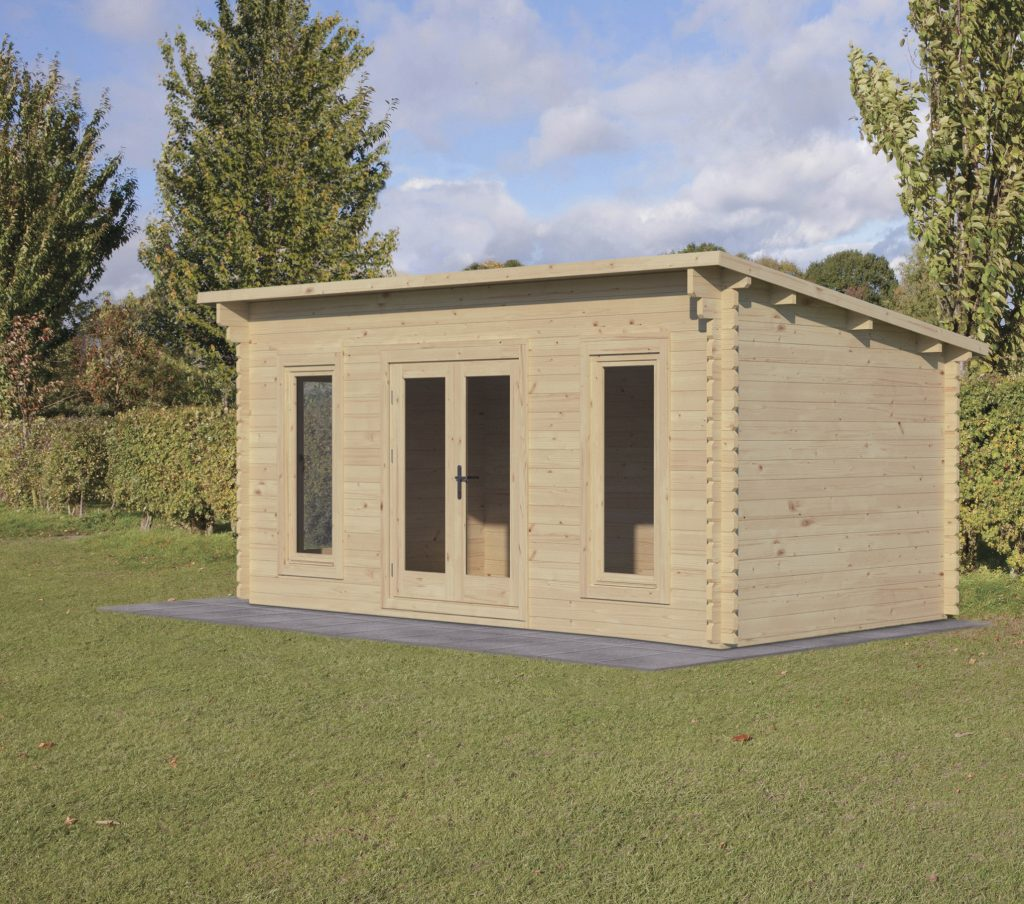 Forest Garden DTS Elmley 5.0m x 3.0m Log Cabin - Pent Roof, Double Glazed 24kg Polyester Felt, plus Underlay 