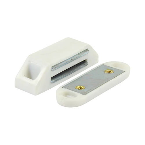 Timco White 6kg Magnetic Catch (58 x 22mm) - Pack of 2