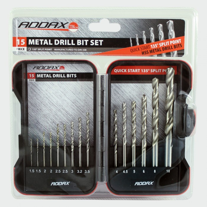 Addax HSS Milled Metal Drill Bit Set (15 Piece)